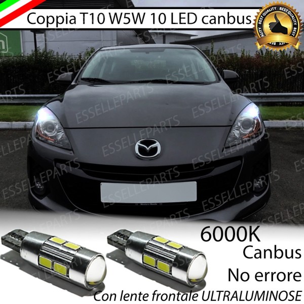 Coppia Lampade T10 W5W LED canbus con lente frontale per luci di posizione per Mazda 3 II