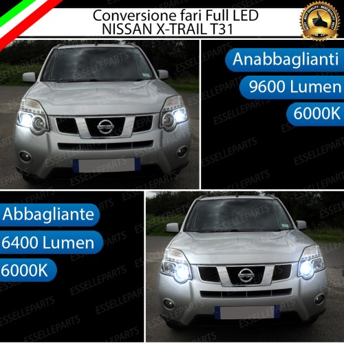 Conversione Fari Full LED 9600LM + 6400LM NISSAN X TRAIL MK2 Con fari Lenticolari