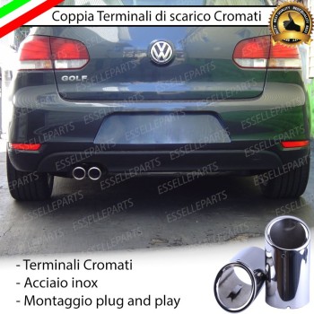Terminale Di Scarico Cromato Finalino per Vw Golf MK6