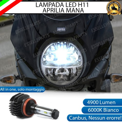 Kit Full LED H11 4900 Lumen Anabbaglianti per Aprilia Mana 850 2009-2016 GT ABS