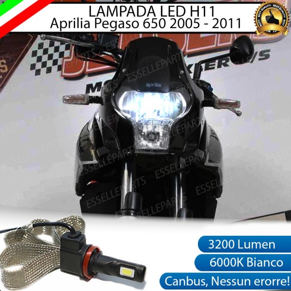 Kit Full LED H11 3200 Lumen Anabbaglianti per Aprilia Pegaso 650 2005-2011 Strada