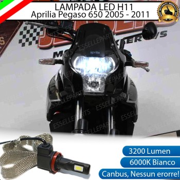 Kit Full LED H11 3200 Lumen Anabbaglianti per Aprilia Pegaso 650 2005-2011 Strada