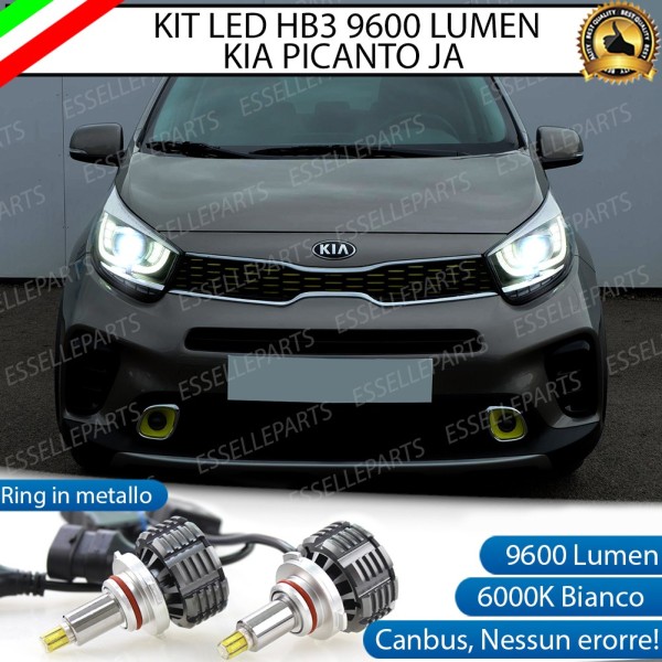 Kit Full LED HB3 9600 Lumen 6000K bianco KIA PICANTO 3 JA Con Fari Lenticolari