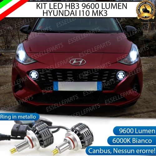 Kit Full LED HB3 9600 Lumen 6000K bianco HYUNDAI I10 MK3 Con Faro Lenticolare