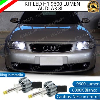 Kit Full LED H1 9600 Lumen 6000K bianco Anabbaglianti AUDI A3 8L con fari lenticolari