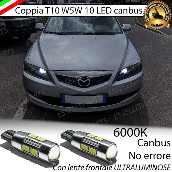 Coppia Lampade T10 W5W LED canbus con lente frontale per luci di posizione per Mazda 6 I