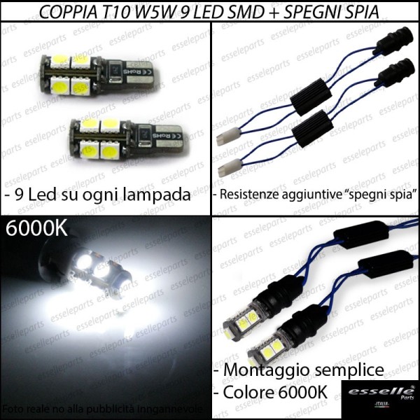 Coppia Luci Targa 9 LED Per Abarth Grande Punto Canbus 6000K Bianco Ghiaccio