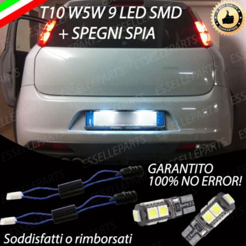 Coppia Luci Targa 9 LED Per Abarth Grande Punto Canbus 6000K Bianco Ghiaccio
