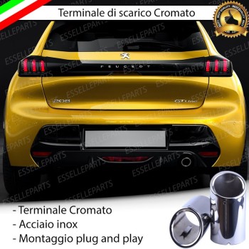 Terminale di scarico cromato INOX per PEUGEOT 208 2
