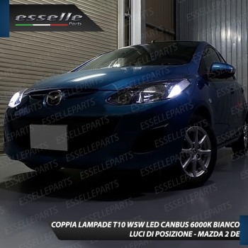 Coppia Lampade T10 W5W LED canbus con lente frontale per luci di posizione per Mazda 2 II
