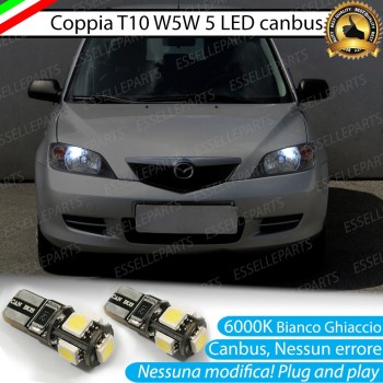 Coppia Lampade T10 W5W 5 LED Canbus 6000K bianco MAZDA 2 MK1