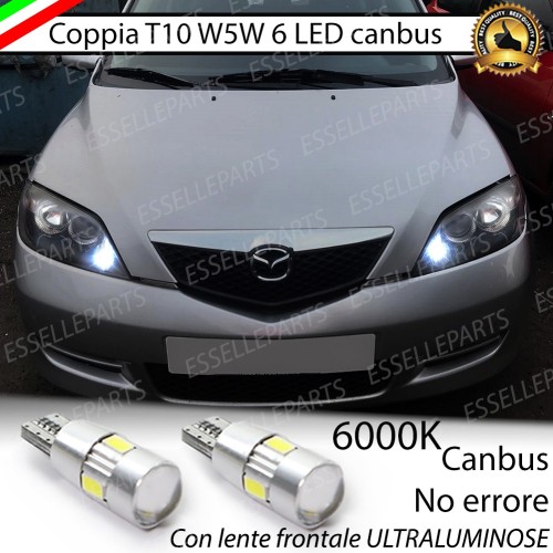 Coppia Lampade T10 W5W LED canbus con lente frontale per luci di posizione per Mazda 2 I