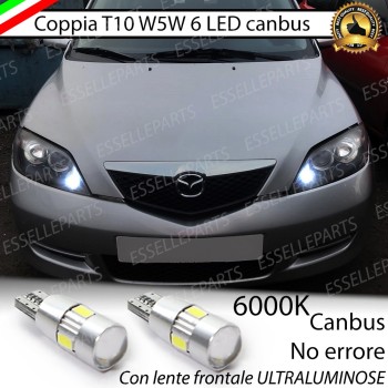 Coppia Lampade T10 W5W LED canbus con lente frontale per luci di posizione per Mazda 2 I