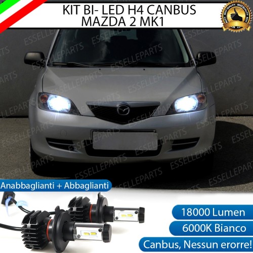 Kit Full LED H4 18000 LUMEN 6000K per MAZDA 2 MK1 con fari a parabola