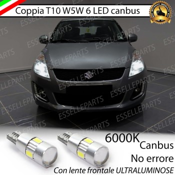 Coppia Lampade T10 W5W LED canbus con lente frontale per luci di posizione per Suzuki Swift V Coppia Lampade T10 W5W LED canbus con lente frontale per luci di posizione per Suzuki Swift V