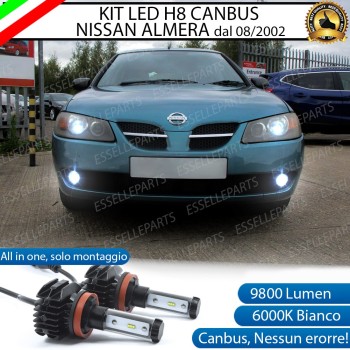Kit Full LED H8 9800 Lumen 6000K bianco Fendinebbia per Nissan Almera 2 Dal 08-2002