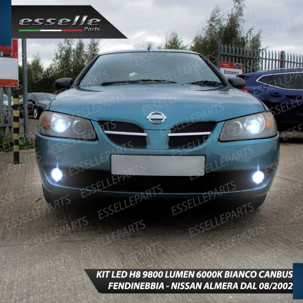Kit Full LED H8 9800 Lumen 6000K bianco Fendinebbia per Nissan Almera 2 Dal 08-2002