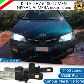 Kit Full LED H7 6400 Lumen 6000K Anabbaglianti NISSAN ALMERA MK2 FINO AL 07-2002