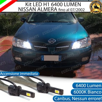Kit Full LED H1 Abbaglianti 6400 Lumen 6000K bianco NISSAN ALMERA FINO AL 07-2002