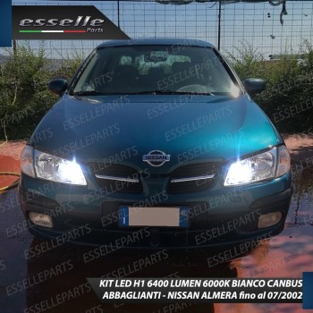 Kit Full LED H1 Abbaglianti 6400 Lumen 6000K bianco NISSAN ALMERA FINO AL 07-2002