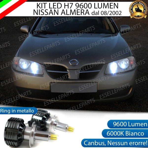 Kit Full LED H7 9600 Lumen 6000K bianco Anabbaglianti NISSAN ALMERA DAL 08-2002