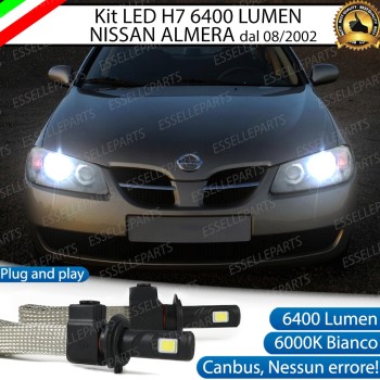 Kit Full LED H7 6400 Lumen 6000K bianco Abbaglianti NISSAN ALMERA MK2 DAL 08-2002