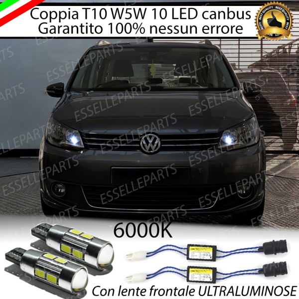 Coppia Luci Di Posizione 10 LED Per Volkswagen Touran V3 Canbus 6000K Bianco
