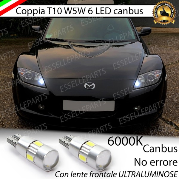 Coppia Lampade T10 W5W LED canbus con lente frontale per luci di posizione per Mazda RX-8