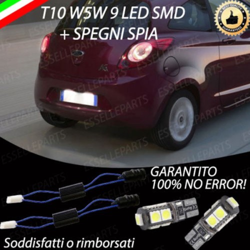 Coppia Luci Targa 9 LED Per Ford Ka Canbus 6000K Bianco Ghiaccio No Error