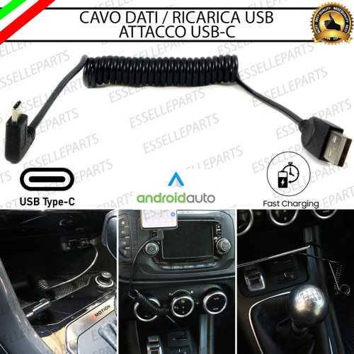 Cavo di Ricarica Rapida USB Estendibile ed Elastico, USB-C Compatibile con Android Auto
