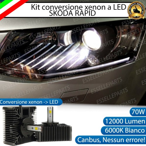 KIT LED D5S CONVERSIONE DA BIXENO A LED 12000 LUMEN 6000K SKODA RAPID