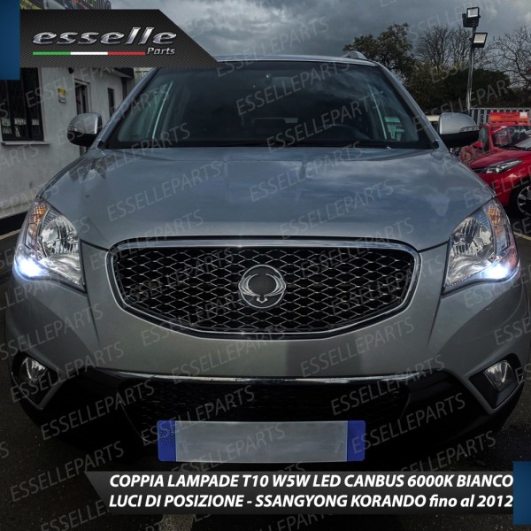Coppia luci di posizione T10 W5W 5 LED canbus 6000K Bianco per Ssangyong Korando MK3 Dal 2013