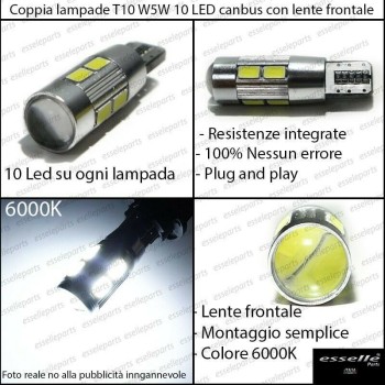 Coppia luci di posizione T10 W5W 10 LED canbus da 6000K Bianco 660 Lumen per Ssangyong Korando MK3 Dal 2013