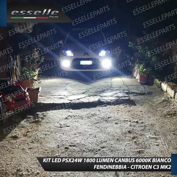 Led Canbus PSX24W Luce Bianca No Error fendinebbia CITROEN C3 II