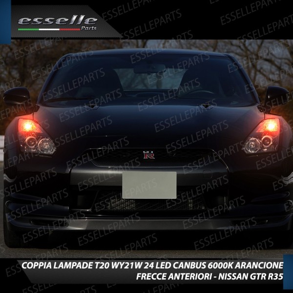 Frecce a LED per Nissan GTR R35 Lampade T20 Arancione Canbus