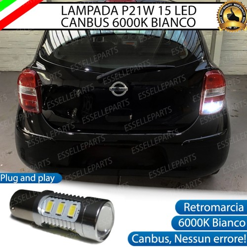 Lampada LED Retromarcia 15 LED Canbus 6000K con lente Nissan Micra mk4 Fino al 05-2013