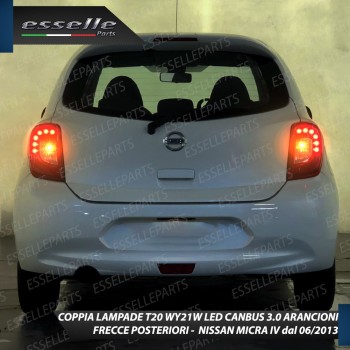 Coppia Frecce Posteriori T20 W21W 35 LED Canbus per Nissan Micra MK4 Dal 06/2013