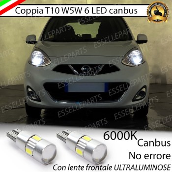 Luci posizione T10 W5W LED canbus 6000K Nissan Micra MK4 Dal 06/2013