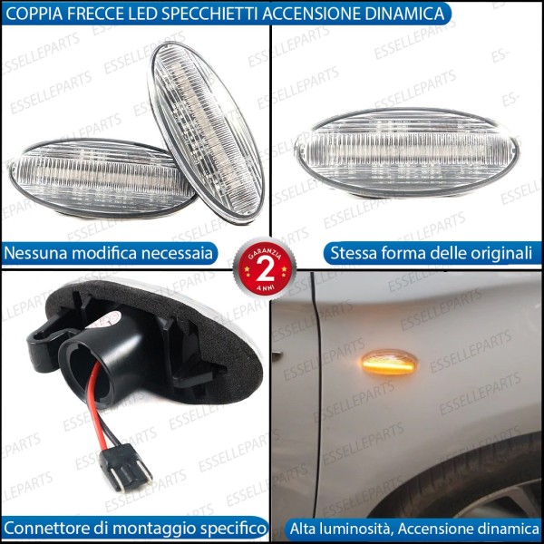 Placchette Dinamiche Laterali a led per frecce specifiche NISSAN QASHQAI J10 RESTYLING