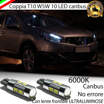 Coppia Lampade T10 W5W LED canbus con lente frontale per luci di posizione per Nissan Qashqai I