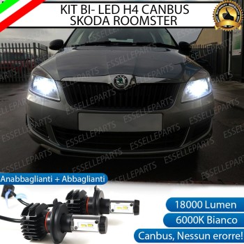 Kit Full LED H4 18000 Lumen 6000K bianco per Skoda Roomster con Faro a Parabola