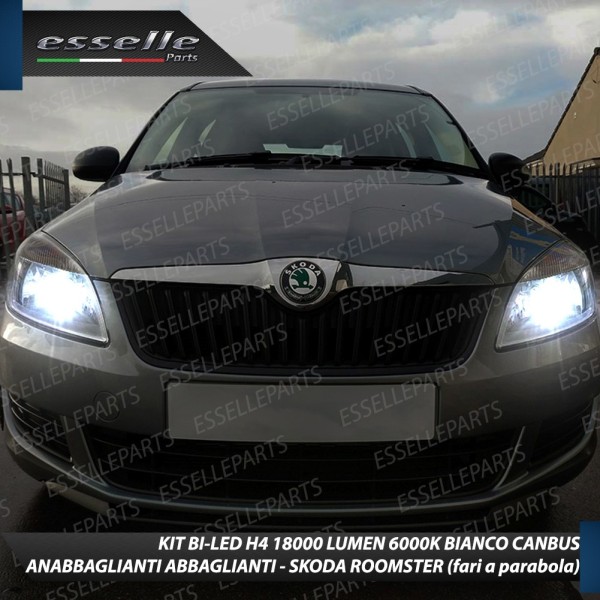 Kit Full LED H4 18000 Lumen 6000K bianco per Skoda Roomster con Faro a Parabola