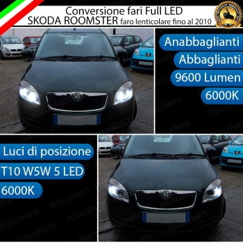 Lampade a LED 6000K Bianco SKODA ROOMSTER con fari lenticolari