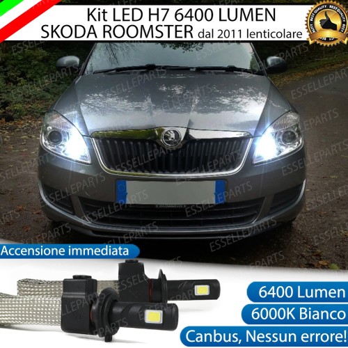 Kit Full LED H7 6400 Lumen 6000K Abbaglianti SKODA ROOMSTER con fari lenticolari