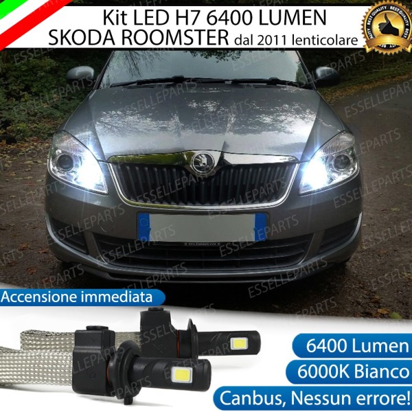 Kit Full LED H7 6400 Lumen 6000K Abbaglianti SKODA ROOMSTER con fari lenticolari