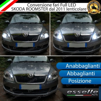 Conversione Fari Full LED 6000K bianco SKODA ROOMSTER con fari lenticolari