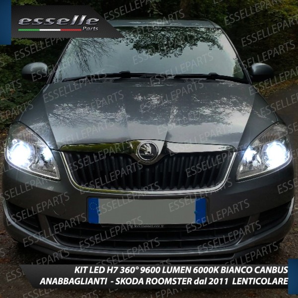 Conversione Fari Full LED 6000K bianco SKODA ROOMSTER con fari lenticolari