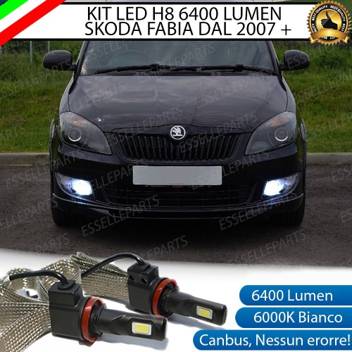 Kit Full LED H8 Fendinebbia 6400 Lumen 6000K bianco SKODA Fabia 2 Dal 2011