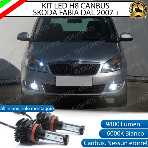 Kit Full LED H8 9800 Lumen 6000K bianco Fendinebbia per Skoda Fabia 2 Dal 2011