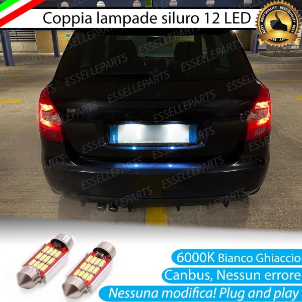 Coppia lampade siluro 12 LED Luci Targa Canbus 6000K Skoda Fabia 2 Fino al 2010